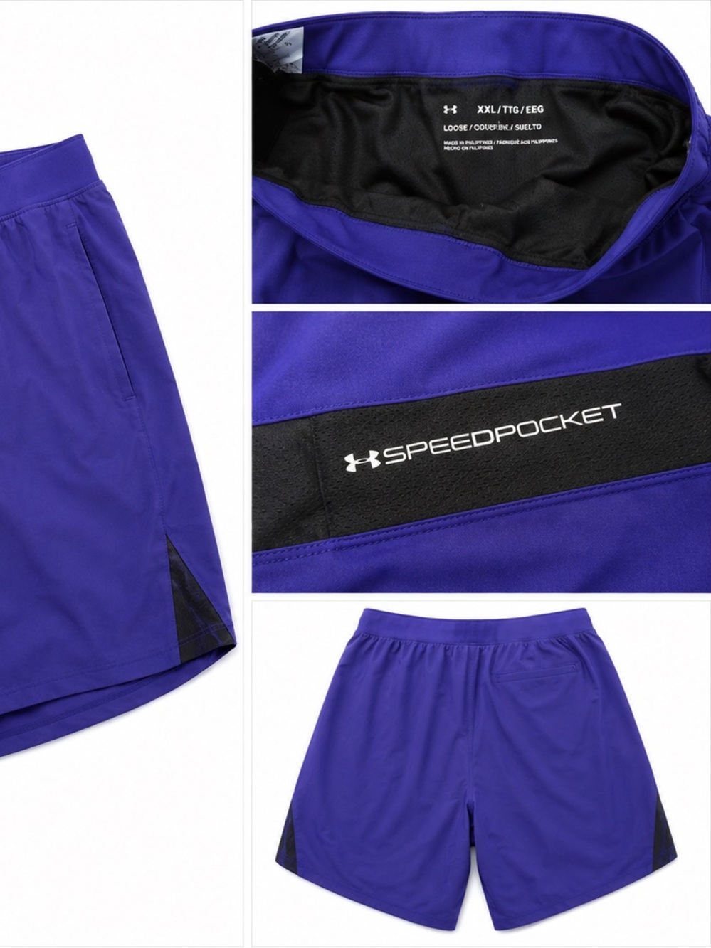 Under Armour Men’s Royal Purple Athletic Shorts with Black Trim - Picture 2 of 2